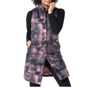 Zuda Women's Size 1X Long Puffer Vest Camouflage Print Sleeveless High Collar